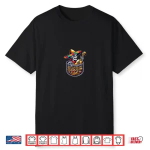 Funny Skeleton Mariachi Guitar Pocket Cinco De Mayo Mexican Shirt