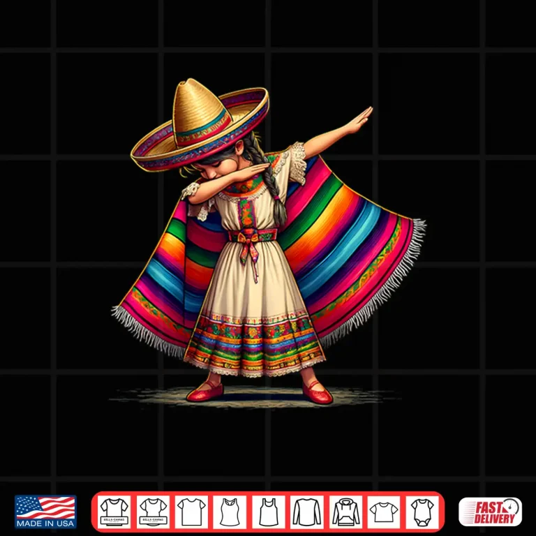 Design Funny Dabbing Mexican Poncho Sombrero Cinco de Mayo Girl Shirt