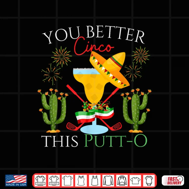 Design Cinco De Mayo Golf Golfer Drinking Margaritas Tequila Shirt