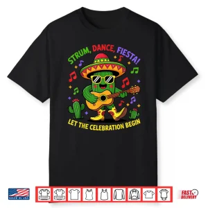 Funny Cinco De Mayo Cute Catus Strum Dance Fiesta Party Kids Shirt
