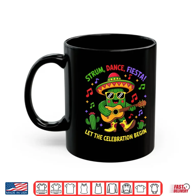 Mug Funny Cinco De Mayo Cute Catus Strum Dance Fiesta Party Kids Shirt