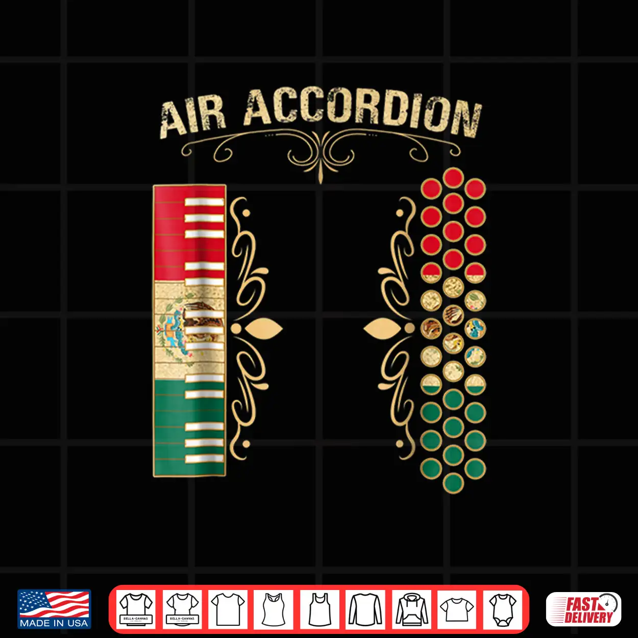 Mexican Flag Vintage Air Accordion Shirt For Latin Community
