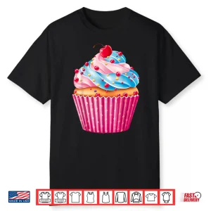 Sweets Pink Cupcake Lovers Sprinkles Pattern Dessert Shirt