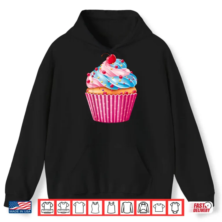 Hoodie Sweets Pink Cupcake Lovers Sprinkles Pattern Dessert Shirt