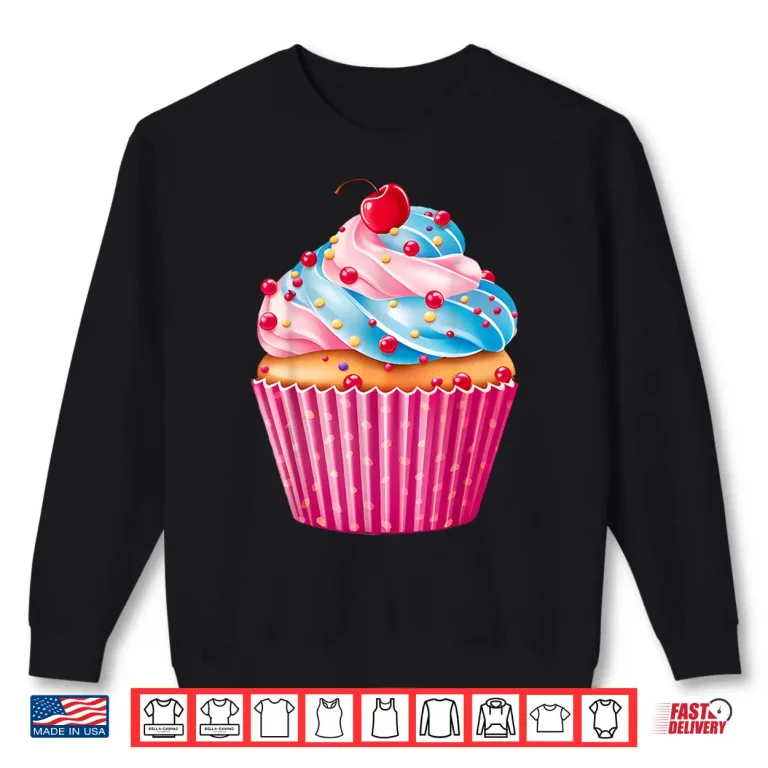 Sweatshirt Sweets Pink Cupcake Lovers Sprinkles Pattern Dessert Shirt