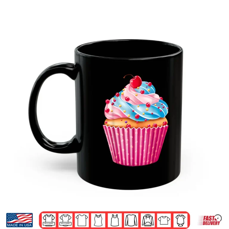 Mug Sweets Pink Cupcake Lovers Sprinkles Pattern Dessert Shirt