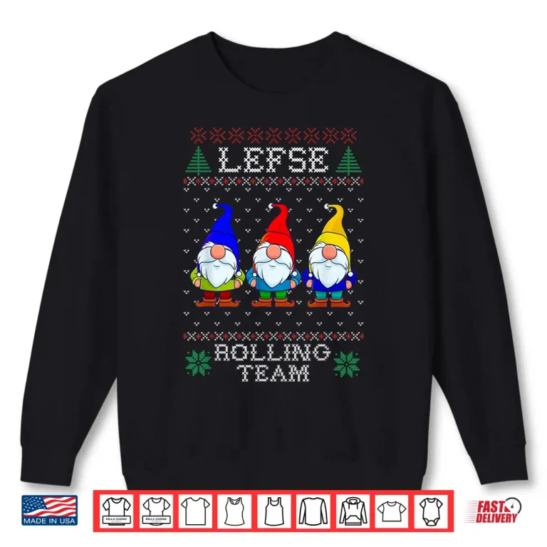 Sweatshirt Lefse Rolling Team Christmas Baking Tomte Gnome Xmas Women Shirt