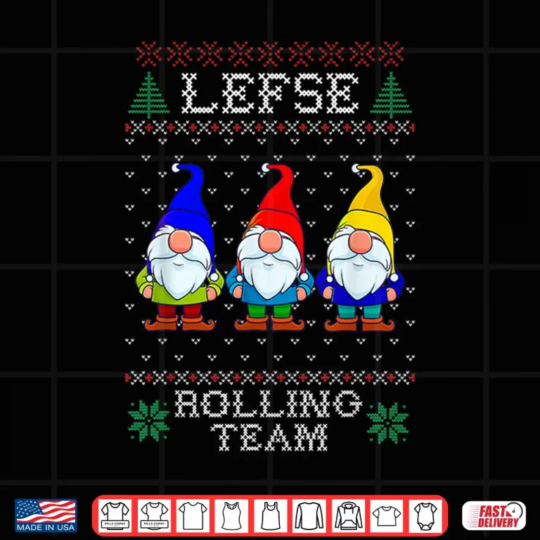 Design Lefse Rolling Team Christmas Baking Tomte Gnome Xmas Women Shirt