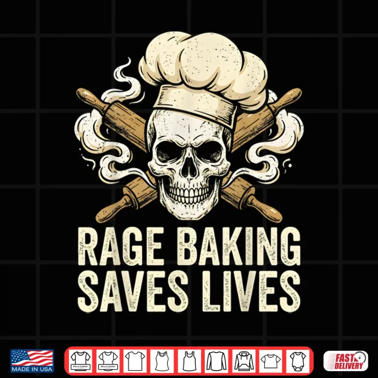 Design Rage Baking Saves Lives Skull Baker X Wooden Rolling Pin Shirt