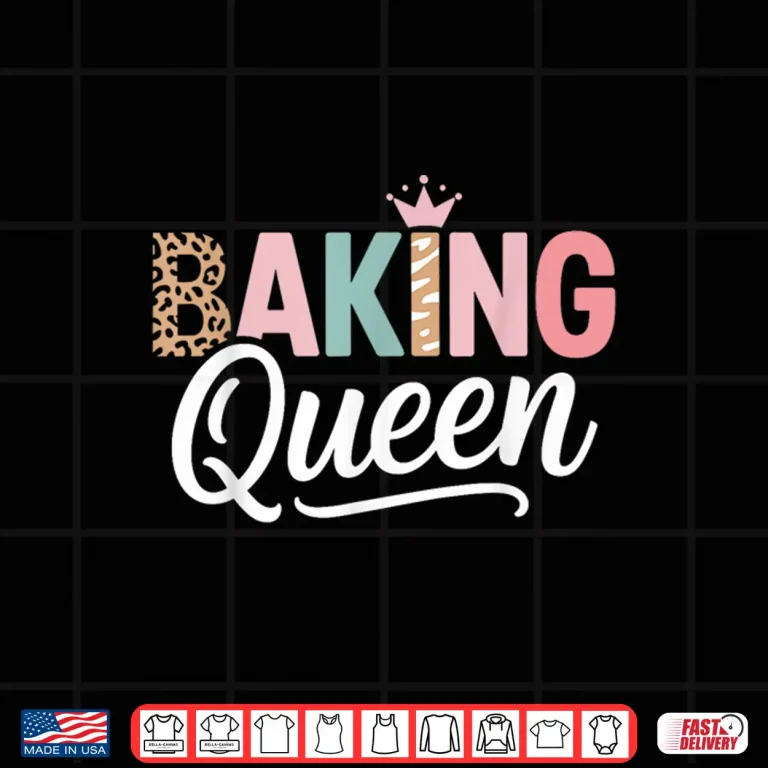 Design Baking Queen Leopard Print Crown Baking Lover Humor Shirt