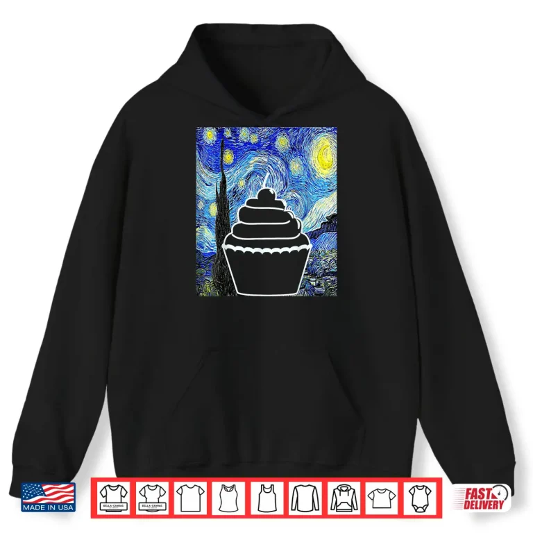Hoodie Cupcake Starry Night Cupcake Lover Baking Painting Shirt