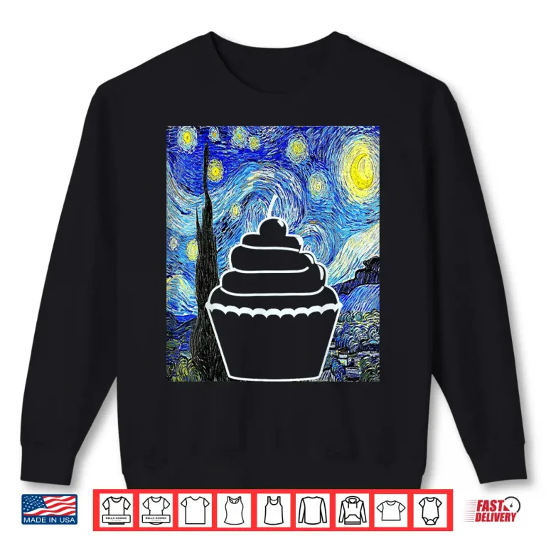 Sweatshirt Cupcake Starry Night Cupcake Lover Baking Painting Shirt
