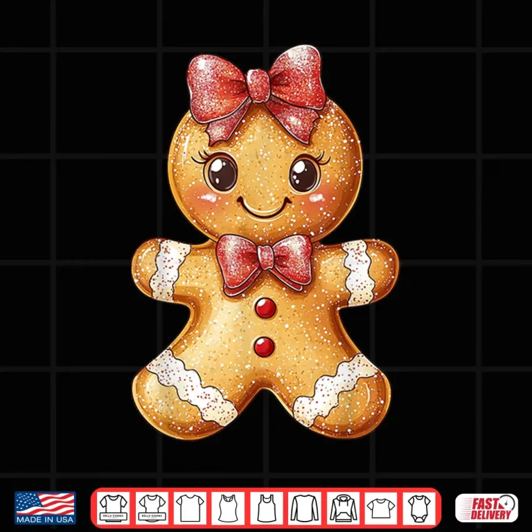 Design Coquette Bow Christmas Girly Gingerbread Cookie Baking Kids Shirt
