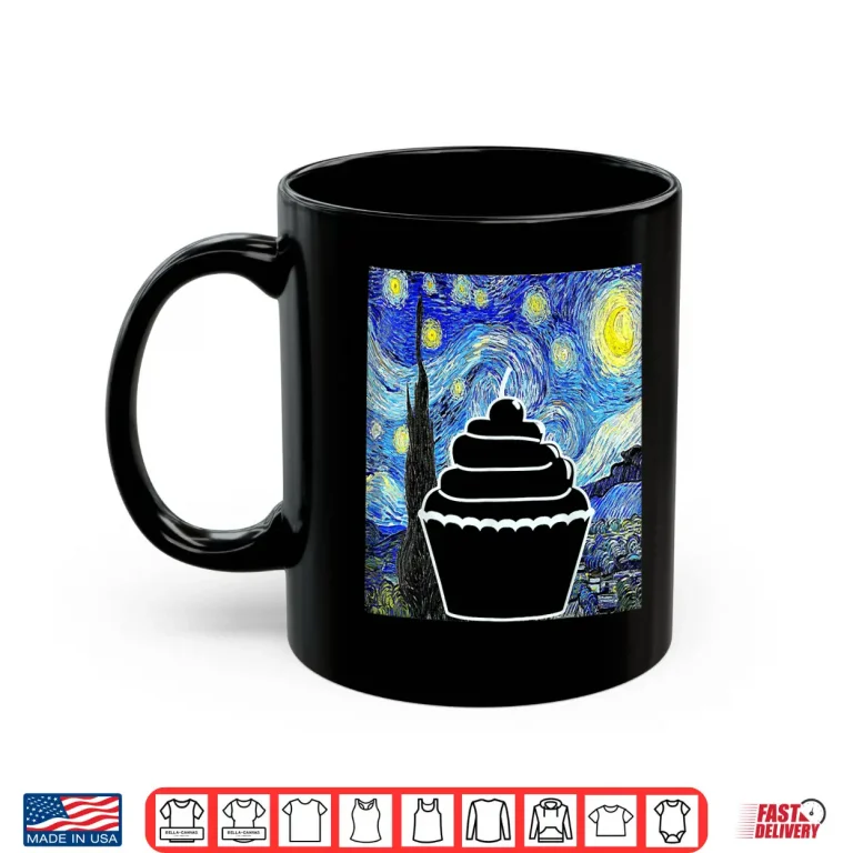 Mug Cupcake Starry Night Cupcake Lover Baking Painting Shirt