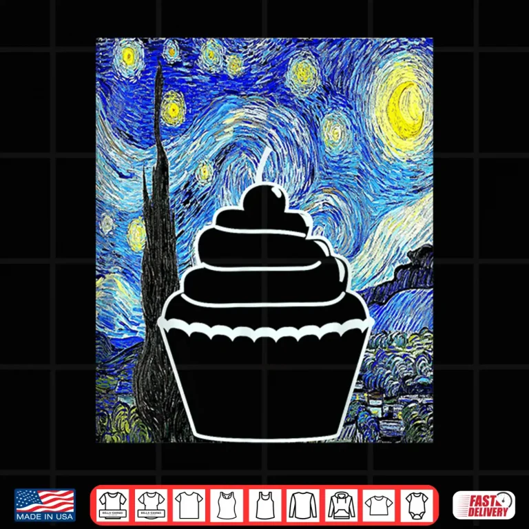 Design Cupcake Starry Night Cupcake Lover Baking Painting Shirt
