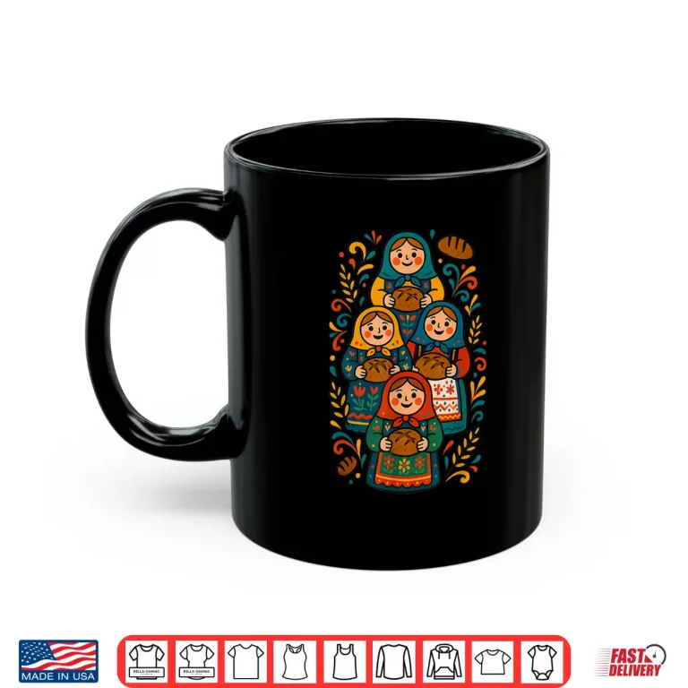 Mug Matryoshka Dolls Baking Sourdough Folk Art Ethnic Apron Shirt
