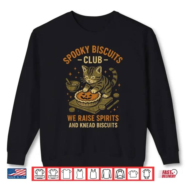 Sweatshirt Spooky Biscuits Club Funny Halloween Cat Baking Shirt