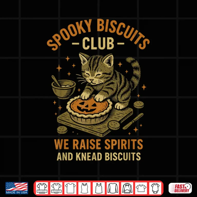 Design Spooky Biscuits Club Funny Halloween Cat Baking Shirt
