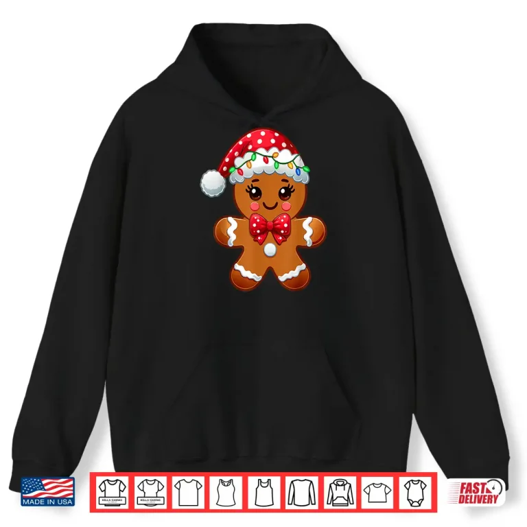 Hoodie Christmas Holiday Cute Gingerbread Man Baking Lover Women Shirt