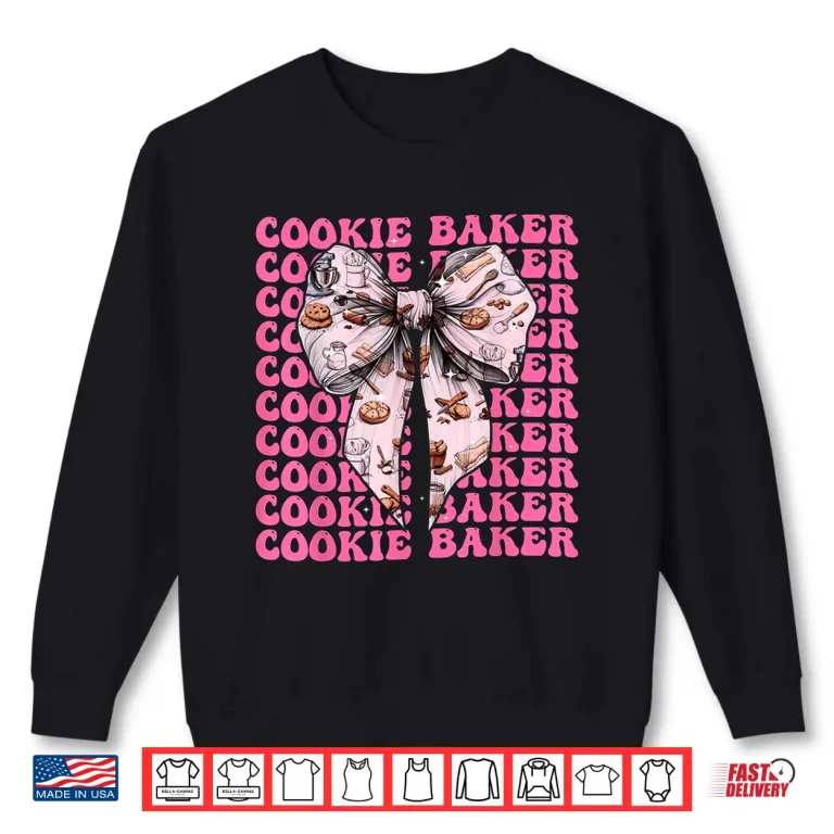 Sweatshirt Cookie Baker Cookie Baking Girl Coquette Bow Pink Ribbon Shirt