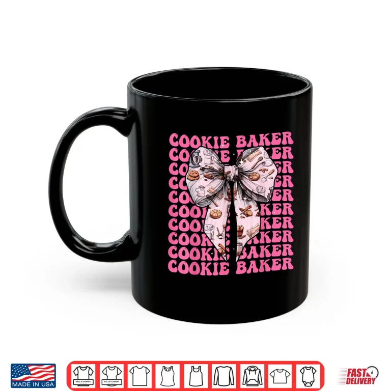 Mug Cookie Baker Cookie Baking Girl Coquette Bow Pink Ribbon Shirt