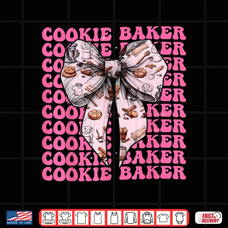 Design Cookie Baker Cookie Baking Girl Coquette Bow Pink Ribbon Shirt