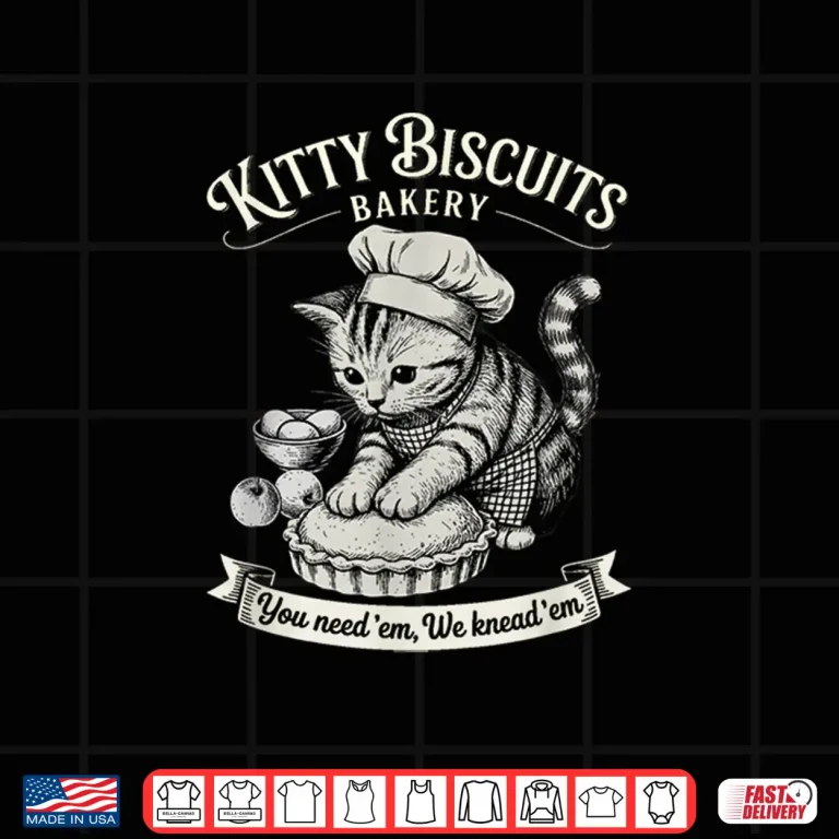 Design Funny Retro Vintage Baking Kitty Biscuits Bakery Cat Lover Shirt