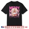 Cute Merry Christmas Snow Globe Pink Gingerbread House Xmas Shirt