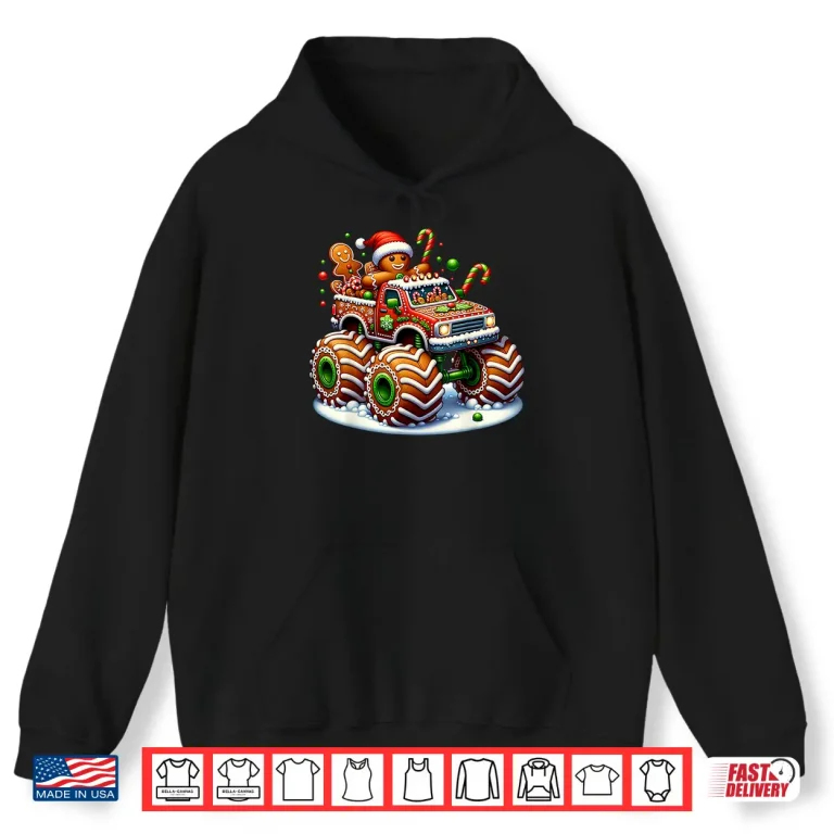 Hoodie Funny Christmas Baking Cookies Truck Gingerbread Men Women Shirt