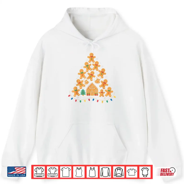 Hoodie Gingerbread Christmas Tree Lights Xmas Cookie Baking Team Shirt