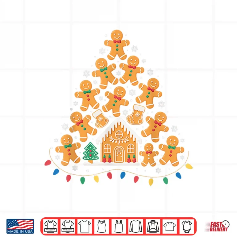 Design Gingerbread Christmas Tree Lights Xmas Cookie Baking Team Shirt