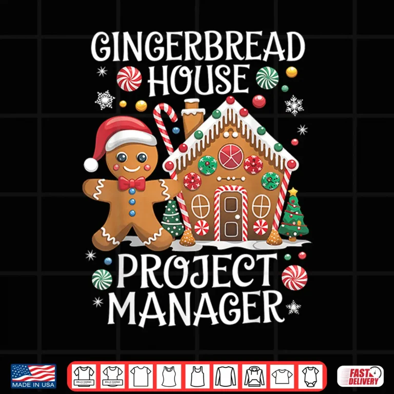 Design Gingerbread House Project Manager Cookie Baking Christmas Shirt