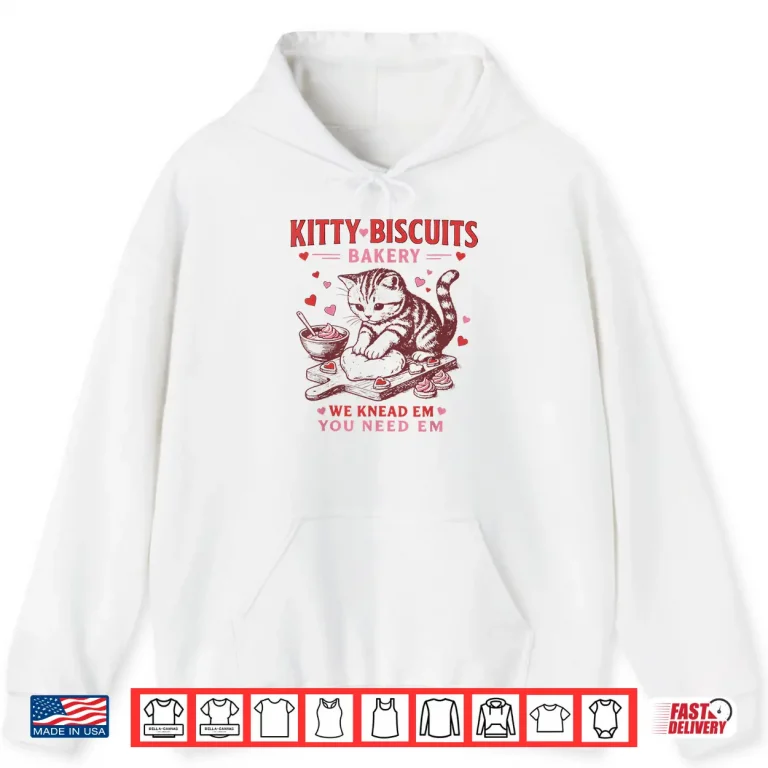 Hoodie Kitty Biscuits Bakery Cat Lover Valentines Cat Baking Cookie Shirt