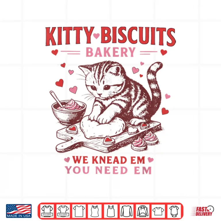 Design Kitty Biscuits Bakery Cat Lover Valentines Cat Baking Cookie Shirt