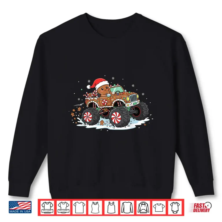 Sweatshirt MonsterTruck Gingerbread Kids Funny Christmas Baking Cookies Shirt