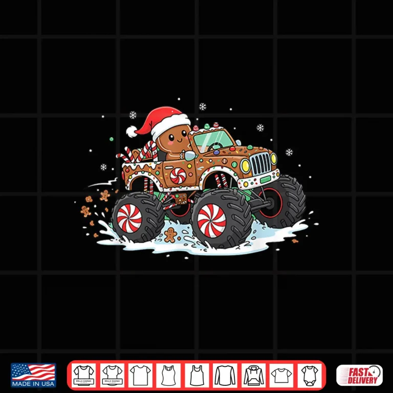 Design MonsterTruck Gingerbread Kids Funny Christmas Baking Cookies Shirt