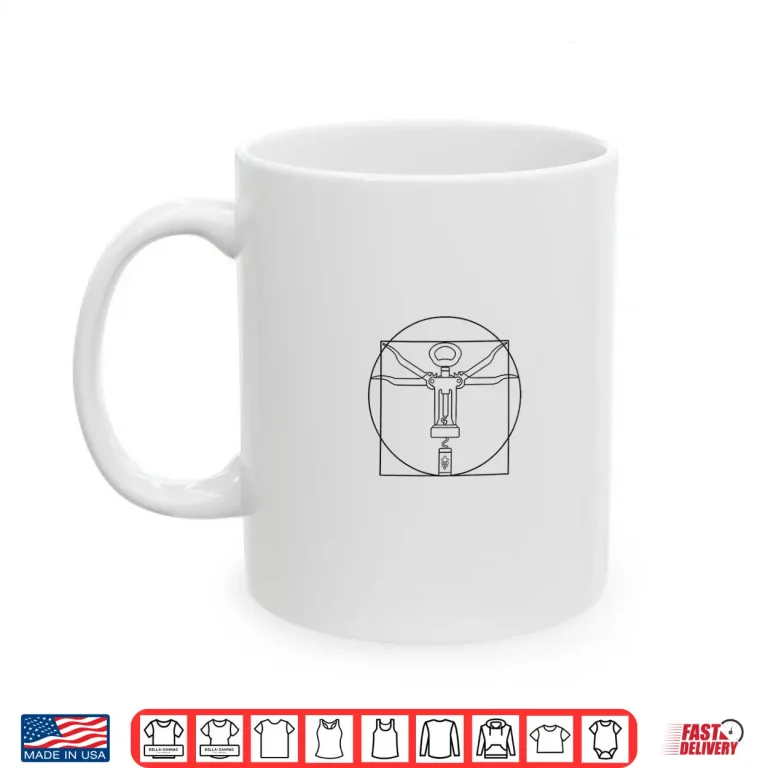 Mug DaVincis Vitruvian Man Creative Wine Opener Wing Corkscrew Shirt