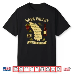 Napa Valley Wine Country Map California Vineyard Shirt
