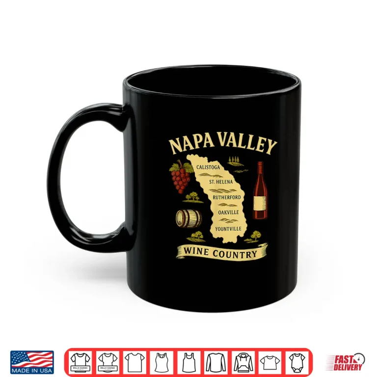 Mug Napa Valley Wine Country Map California Vineyard Shirt
