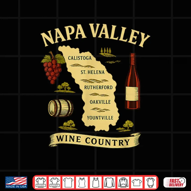 Design Napa Valley Wine Country Map California Vineyard Shirt