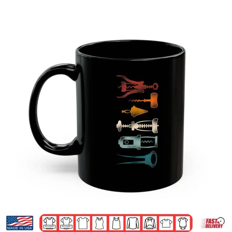 Mug Sommelier Wine Drinking Tasting Retro Corkscrew Wine Opener Shirt
