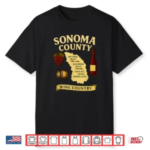 Sonoma County Wine Country Map California Vineyard Shirt