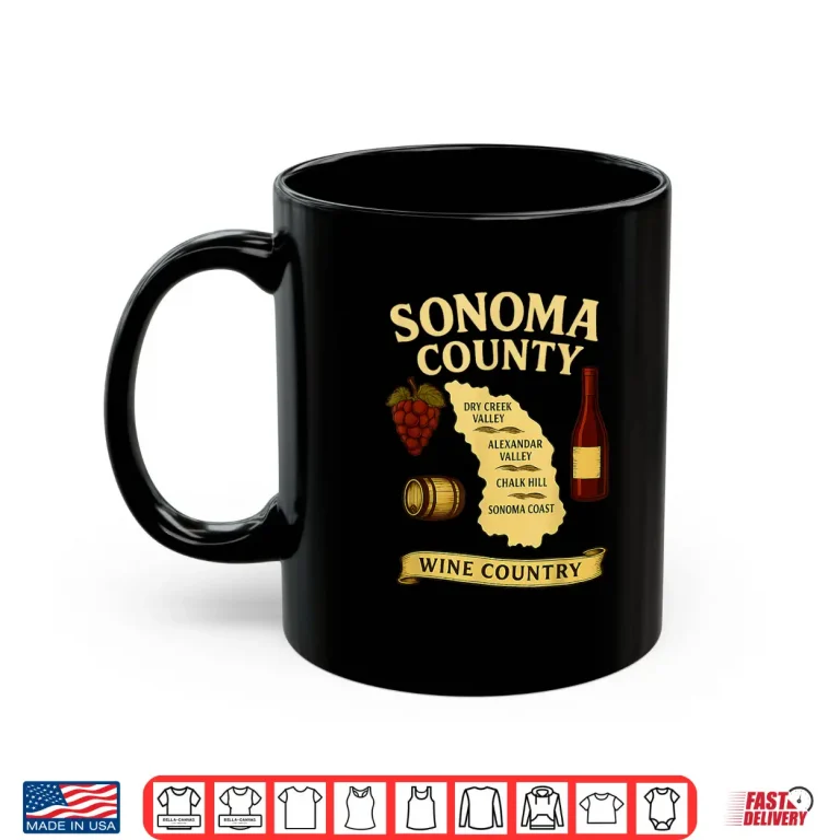 Mug Sonoma County Wine Country Map California Vineyard Shirt