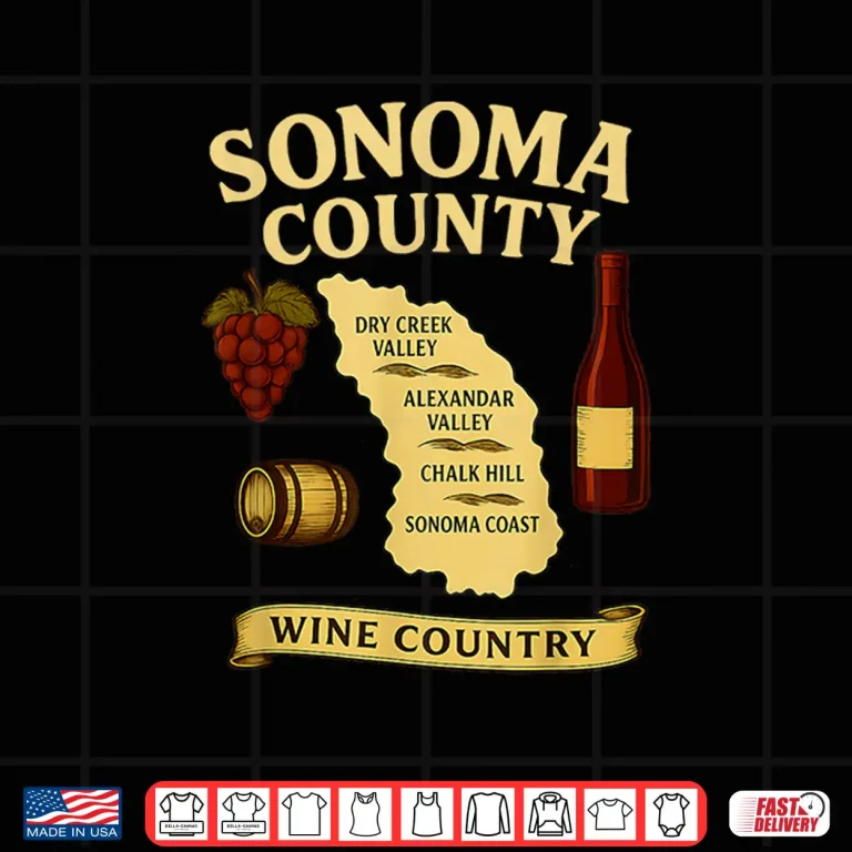 Design Sonoma County Wine Country Map California Vineyard Shirt