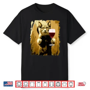Wine Tasting Funny Cat Cute Drinking Wine Lover Shirt