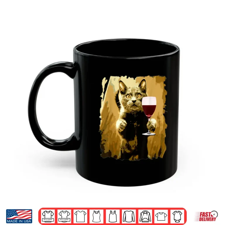 Mug Wine Tasting Funny Cat Cute Drinking Wine Lover Shirt