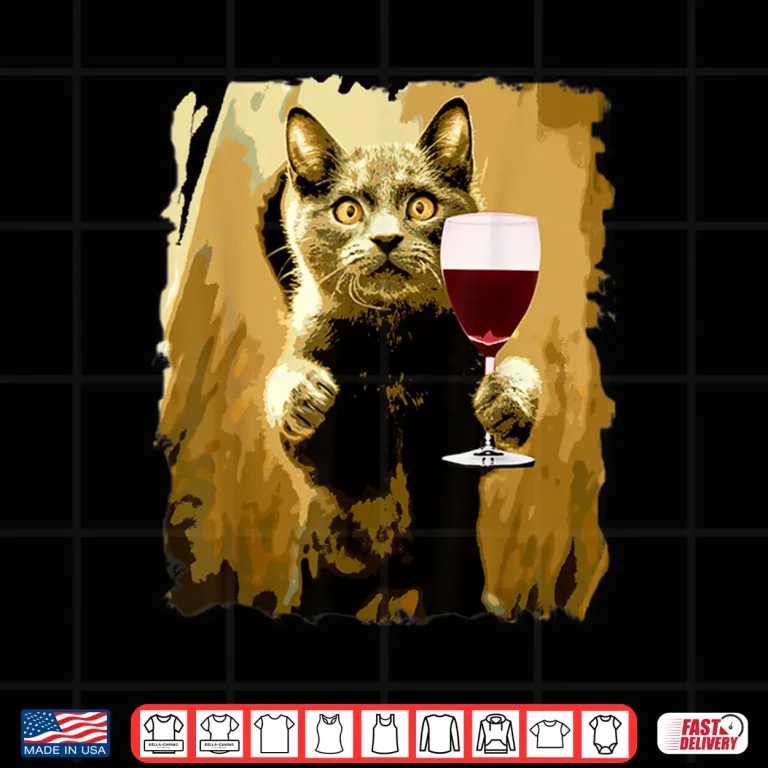 Design Wine Tasting Funny Cat Cute Drinking Wine Lover Shirt