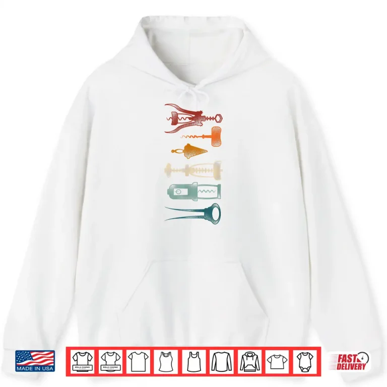 Hoodie Sommelier Wine Drinking Tasting Retro Corkscrew Opener Shirt