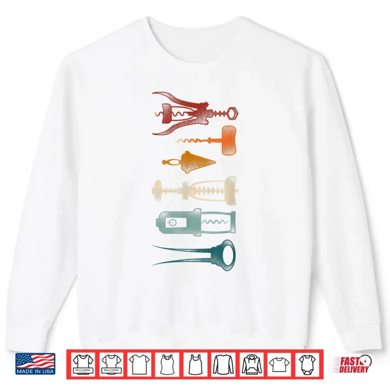 Sweatshirt Sommelier Wine Drinking Tasting Retro Corkscrew Opener Shirt