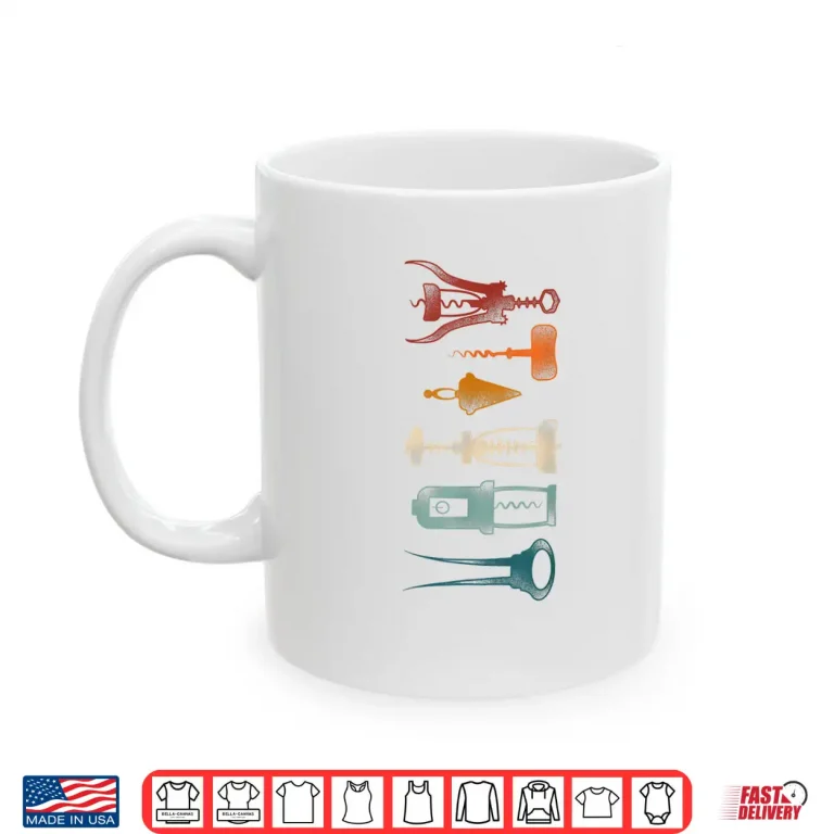 Mug Sommelier Wine Drinking Tasting Retro Corkscrew Opener Shirt